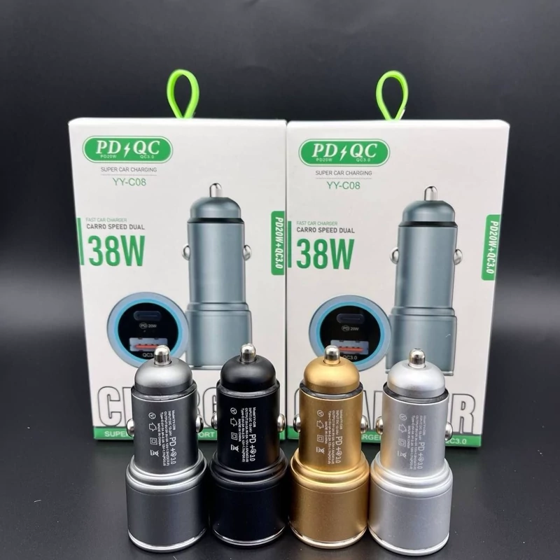 شارژر فندکی تایپ سی 38 وات مدل yy-c08 اورجینال