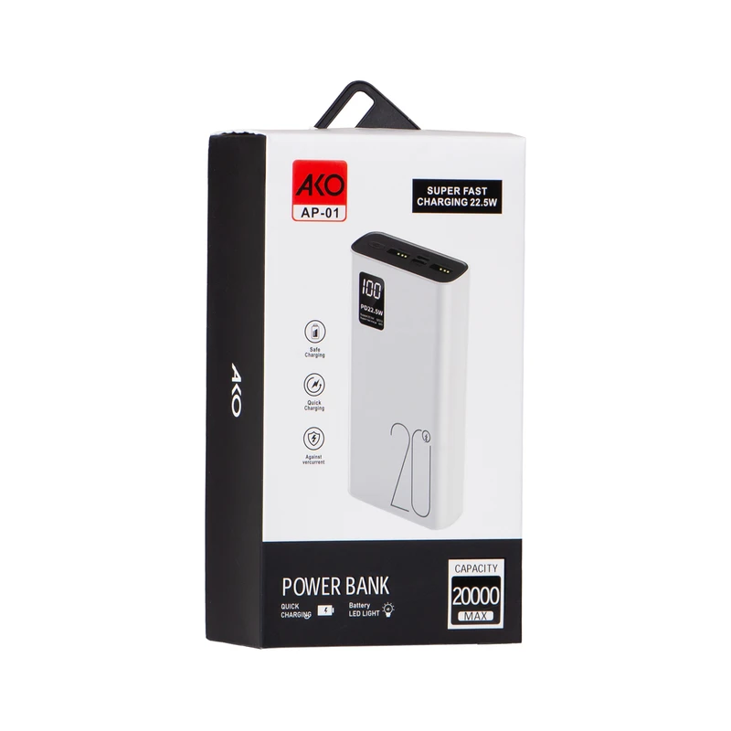 پاوربانک آکو مدل AP-01، با ظرفیت 20000 میلی‌آمپر ساعت